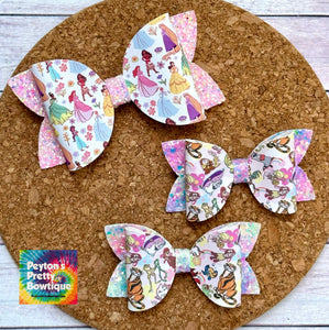 Princess Friends Glitter Layered Leatherette Piggies Bow