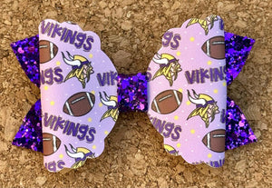 Vikings Glitter Leatherette Bow