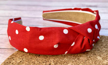 Load image into Gallery viewer, Red Polka Dot Hard Knot Headband
