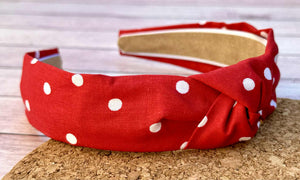 Red Polka Dot Hard Knot Headband