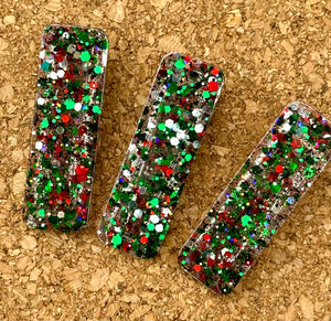 Christmas Rectangle Glitter Resin Clip