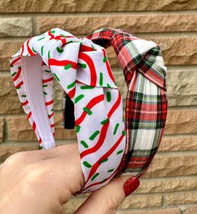 Christmas Plaid Hard Knot Headband