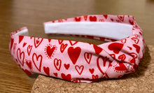 Load image into Gallery viewer, Red Doodle Hearts Hard Knot Headband

