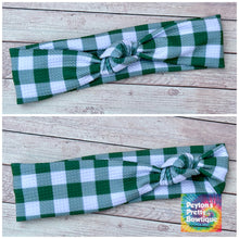 Load image into Gallery viewer, Green Plaid Skinny Knot Headband
