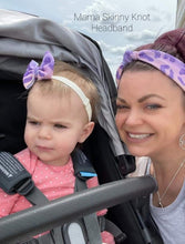 Load image into Gallery viewer, Pink Monarch Butterflies and Daisies Mama Skinny Knot Headband
