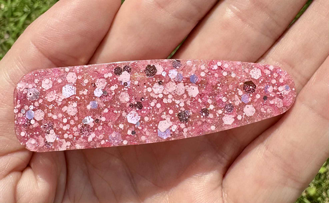 Pink Duckbill Glitter Resin Clip
