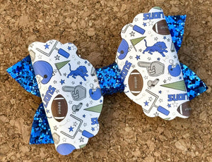 Lions Glitter Leatherette Bow