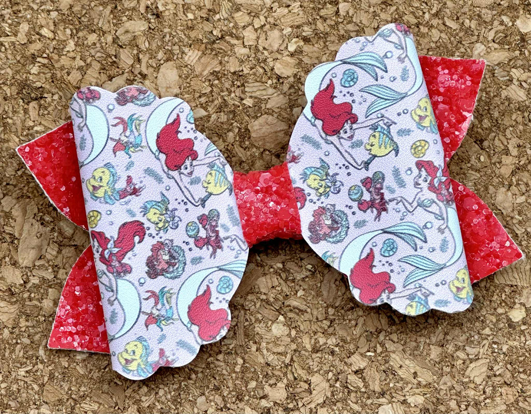 Under The Sea Mermaid Glitter Leatherette Bow