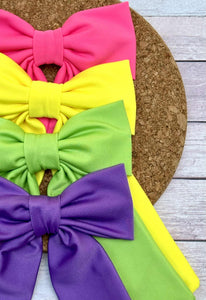 Apple Green Swim Long Tails Fabric Bow