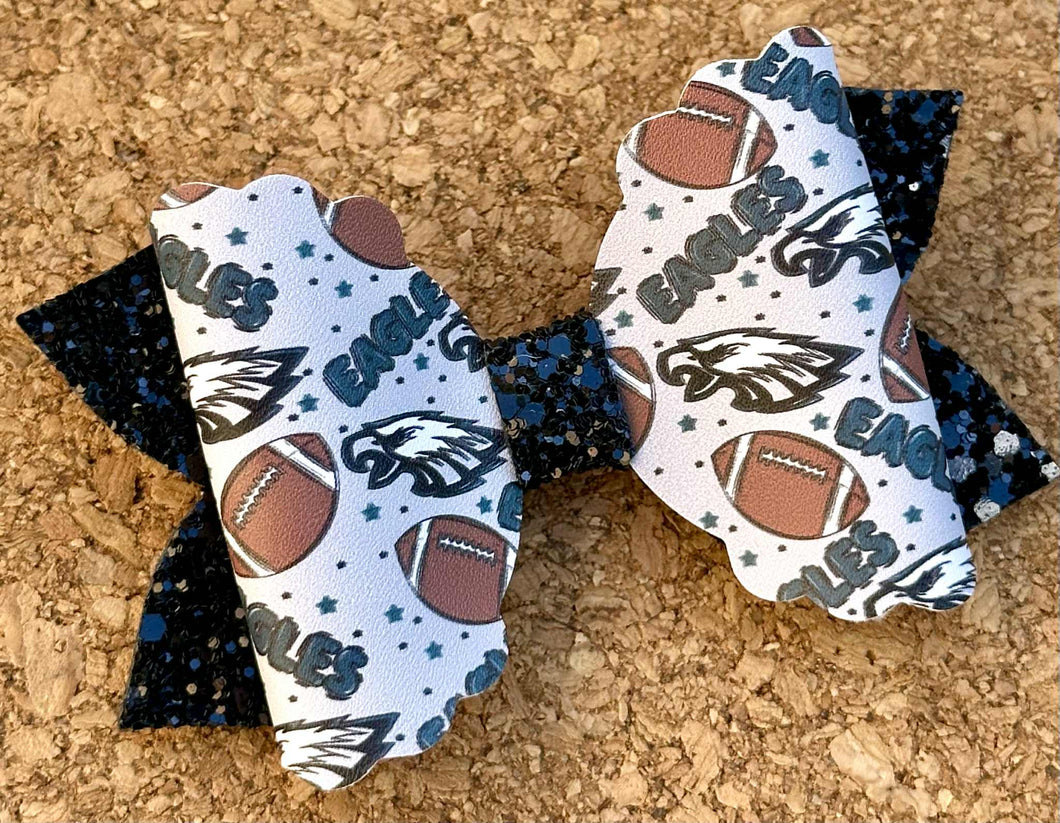 Eagles Glitter Leatherette Bow