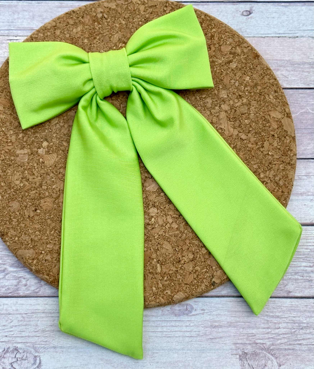 Apple Green Swim Long Tails Fabric Bow