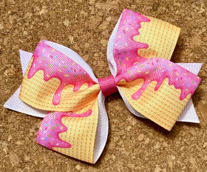Ice Cream Cone Drip Pattern Bow