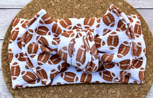 Load image into Gallery viewer, Footballs Infant Knotted Bow Headwrap
