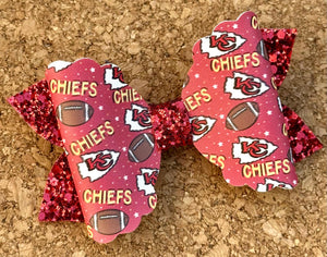 Chiefs Glitter Leatherette Bow
