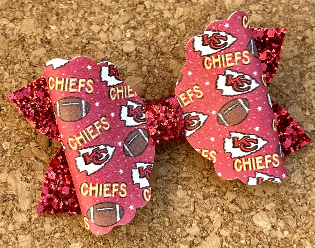 Chiefs Glitter Leatherette Bow