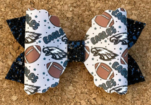 Eagles Glitter Leatherette Bow
