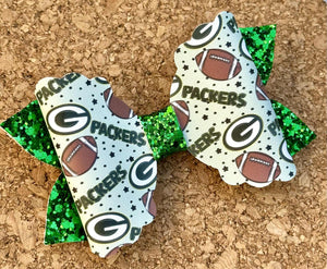 Packers Glitter Leatherette Bow