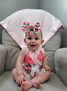 Strawberry Neapolitan Ice Cream Drip Fabric Bow