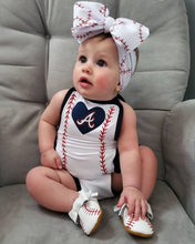 Load image into Gallery viewer, Baseball Stitches Bow Headwrap
