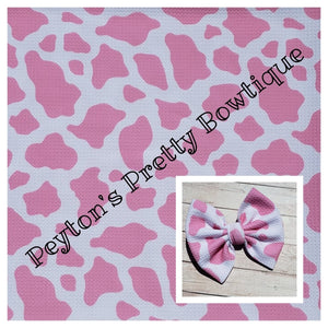 Pink Cow Spots Fabric Bow
