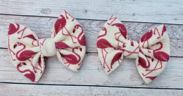 Ivory Flamingo Piggies Fabric Bows