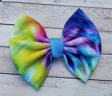 Load image into Gallery viewer, Rainbow Tie Dye Fabric Bow
