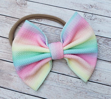 Load image into Gallery viewer, Pastel Ombre Rainbow Fabric Bow
