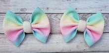 Load image into Gallery viewer, Pastel Rainbow Piggies Fabric Bows
