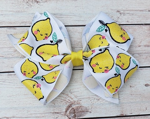 Glitter Lemons Pattern Bow