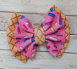 Ice Cream Double Fabric Bow