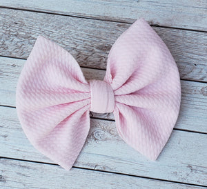 Baby Pink Solid Fabric Bow