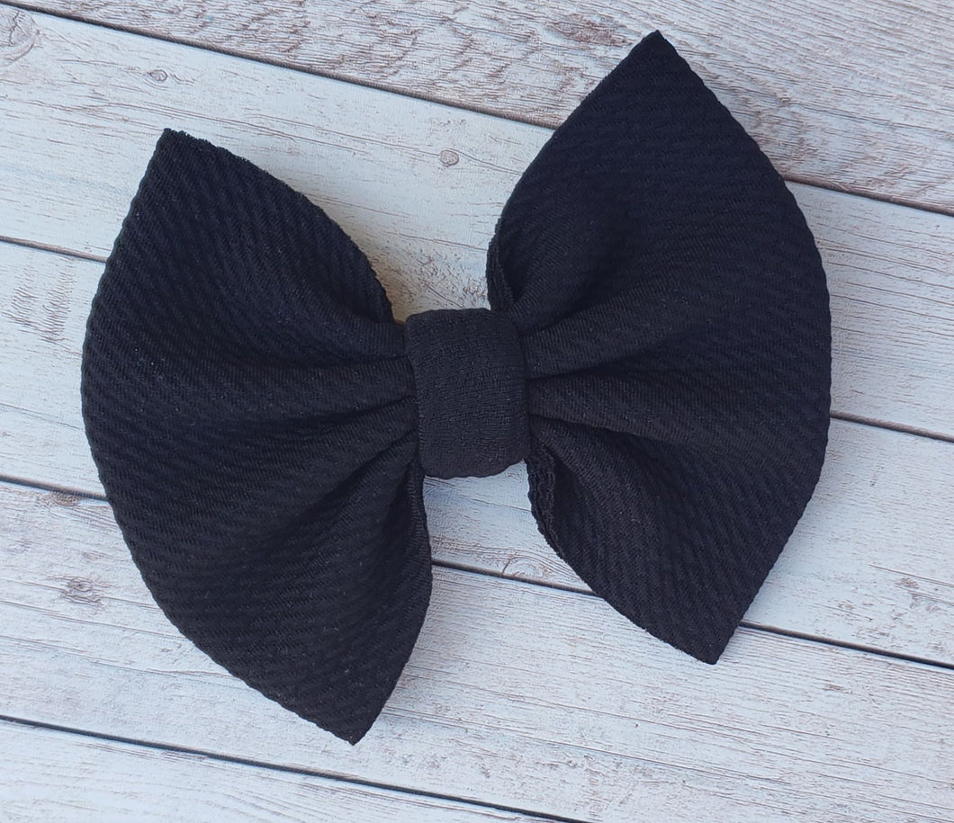Black Solid Fabric Bow