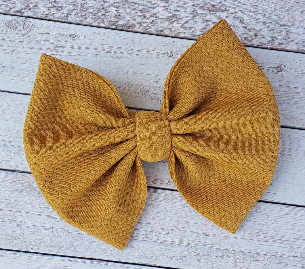 Mustard Solid Fabric Bow