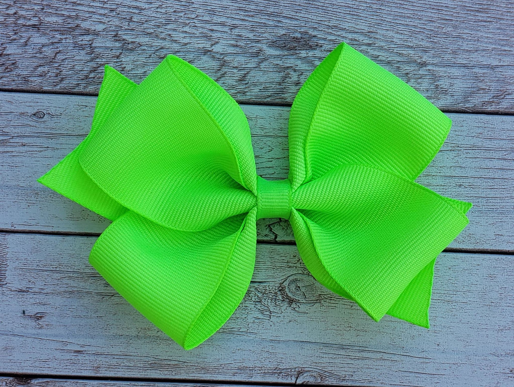 Neon Green Solid Ribbon Bow