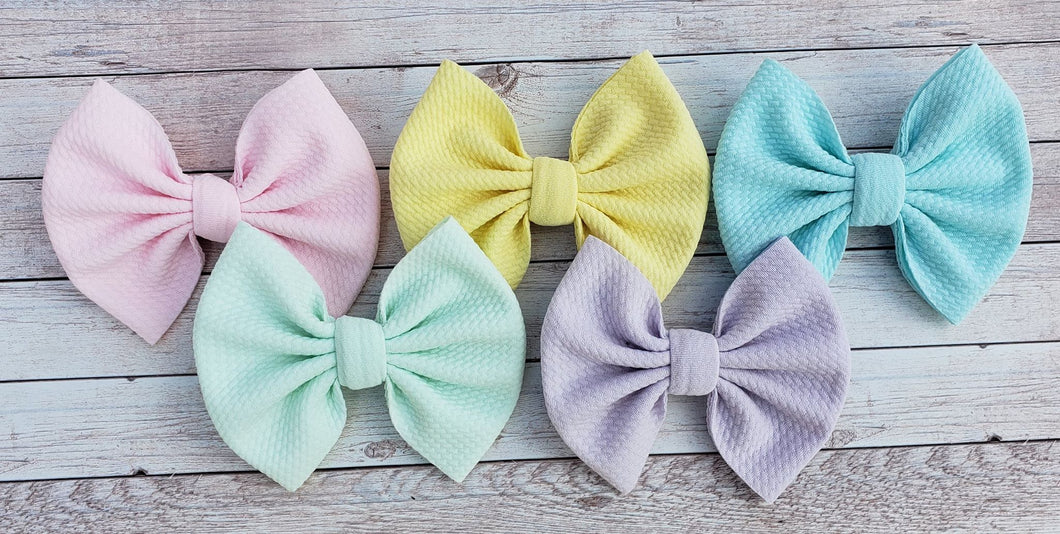 Solid Pastel Fabric Bow Set