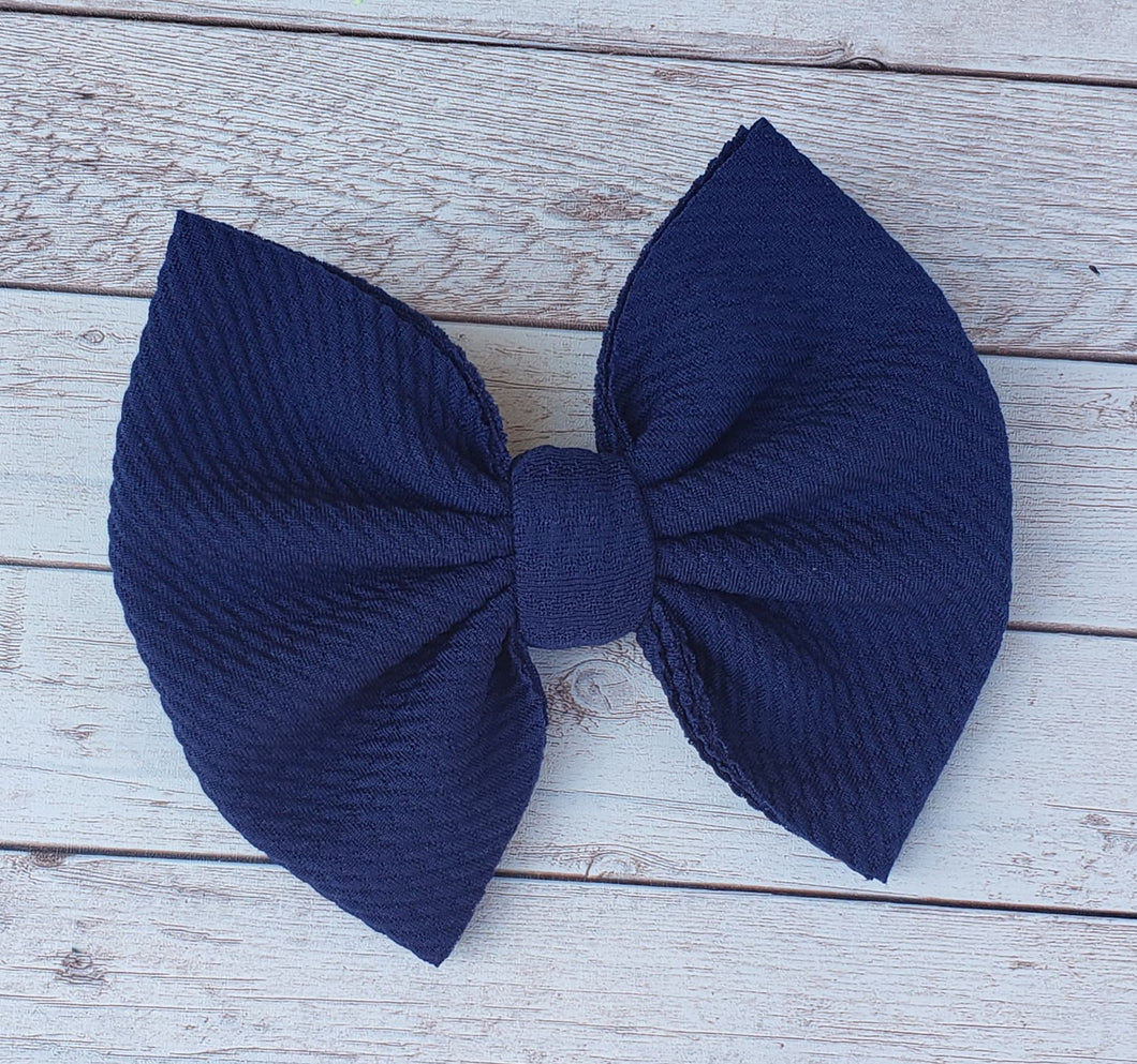 Navy Solid Fabric Bow