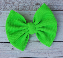 Load image into Gallery viewer, Neon Green Solid Fabric Bow
