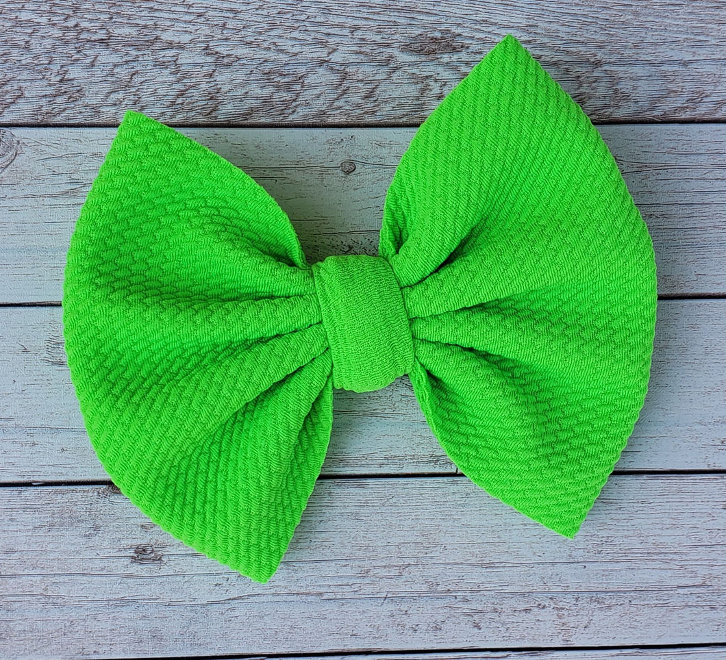 Neon Green Solid Fabric Bow
