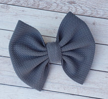 Load image into Gallery viewer, Charcoal Solid Fabric Bow
