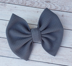 Charcoal Solid Fabric Bow