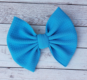 Blue Solid Fabric Bow
