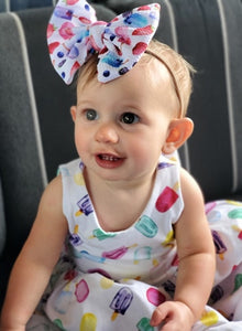 Rainbow Hearts Fabric Bow