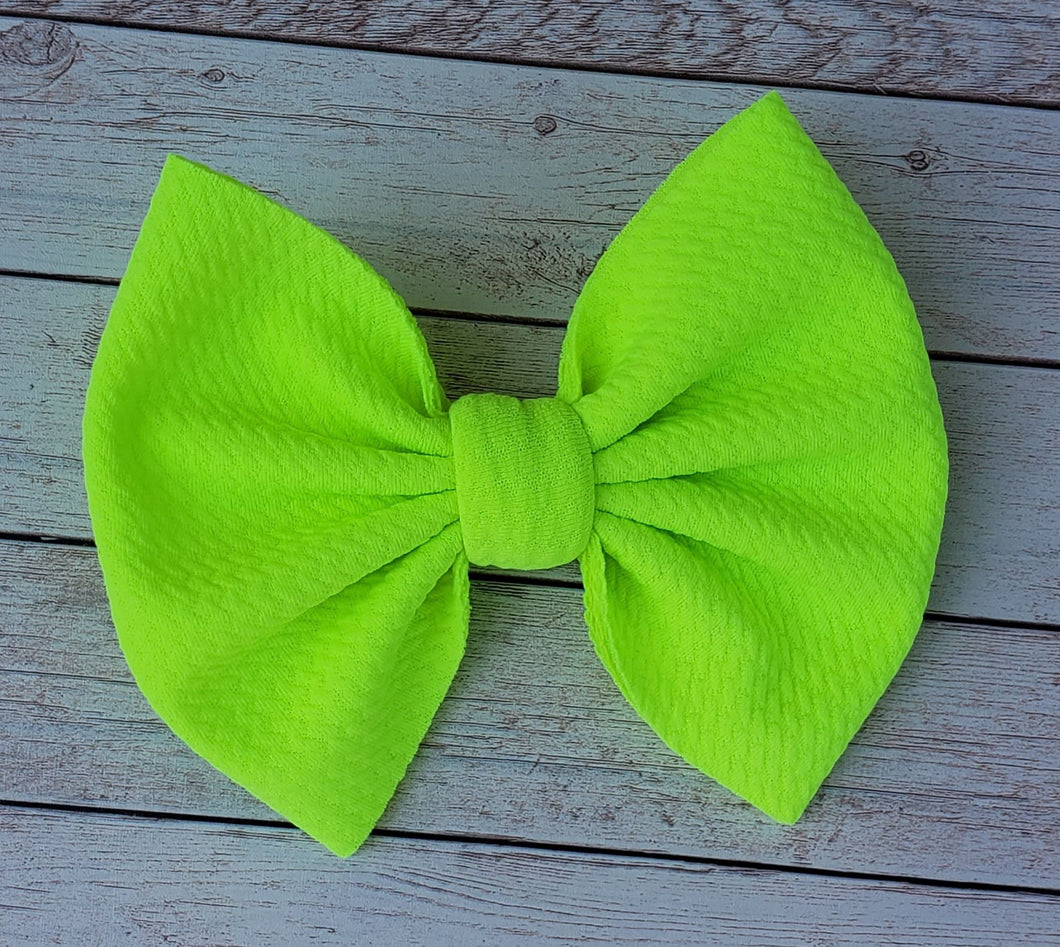 Neon Yellow Solid Fabric Bow