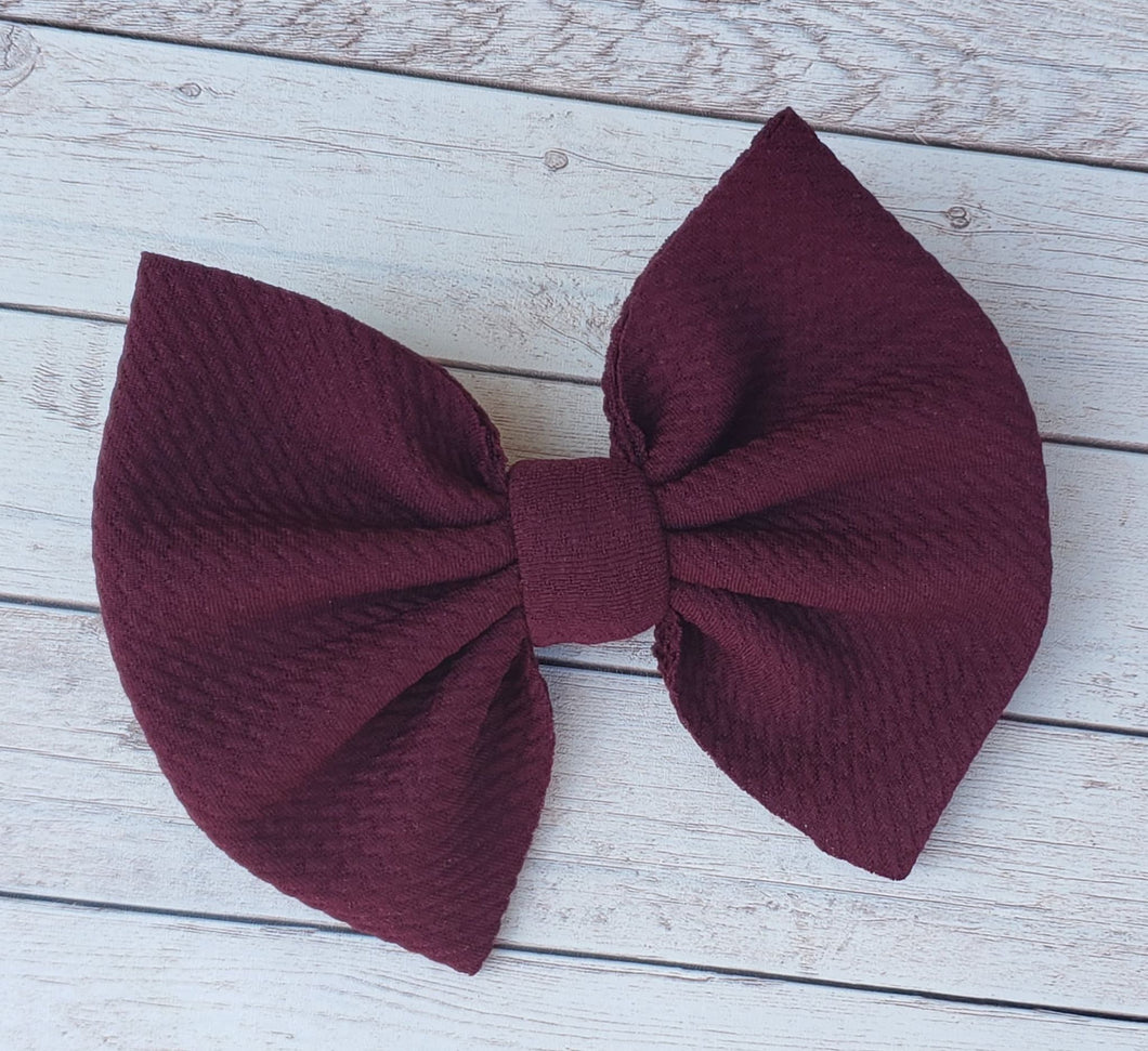 Wine Red Solid Fabric Bow