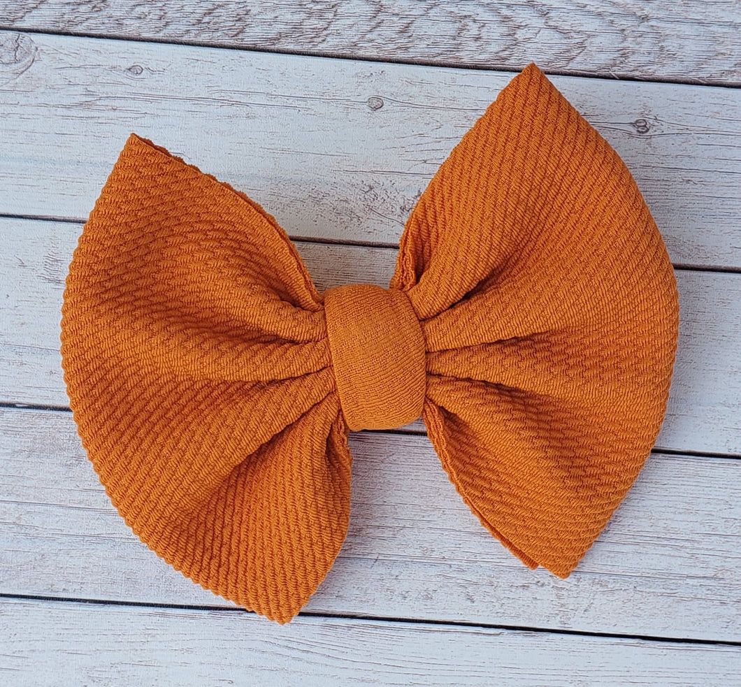Pumpkin Orange Solid Fabric Bow