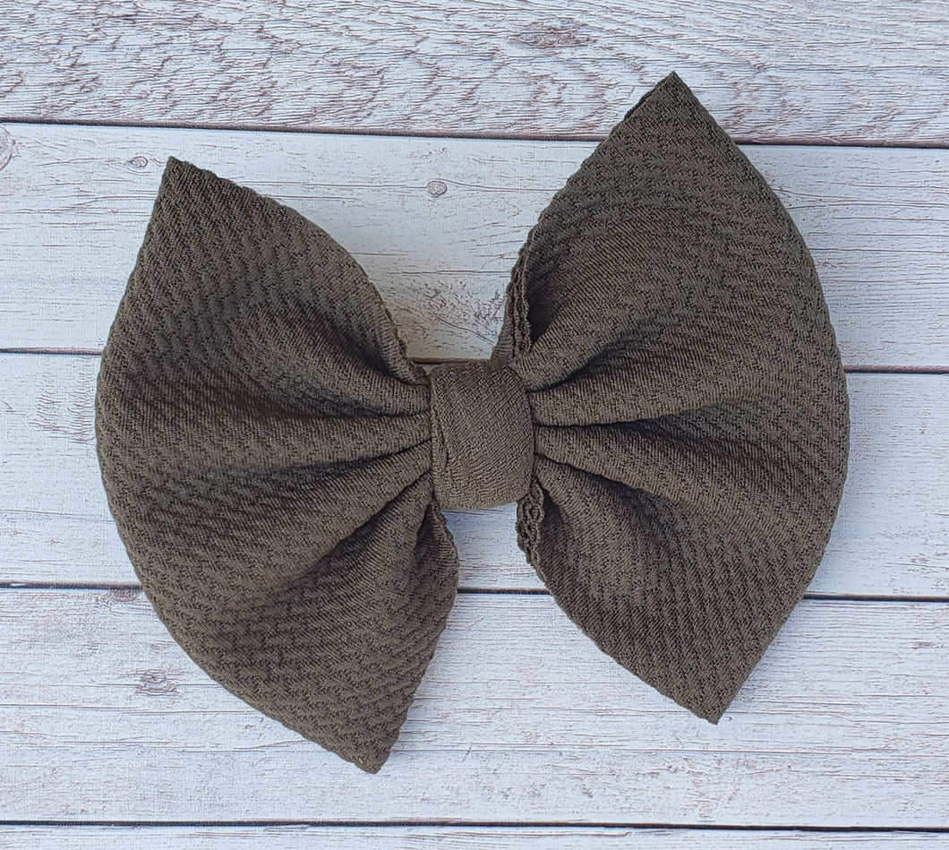 Olive Solid Fabric Bow