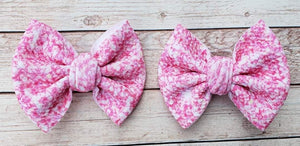 Faux Glitter Pink Piggies Fabric Bows