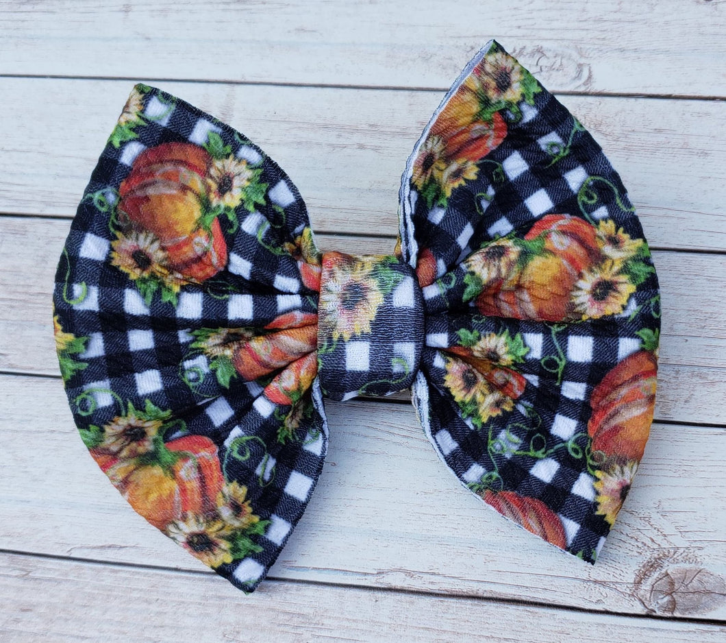 Sunflower Pumpkins Fabric Bow