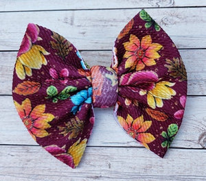 Fall Flowers Fabric Bow