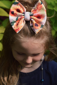 Rainbow Hearts Fabric Bow
